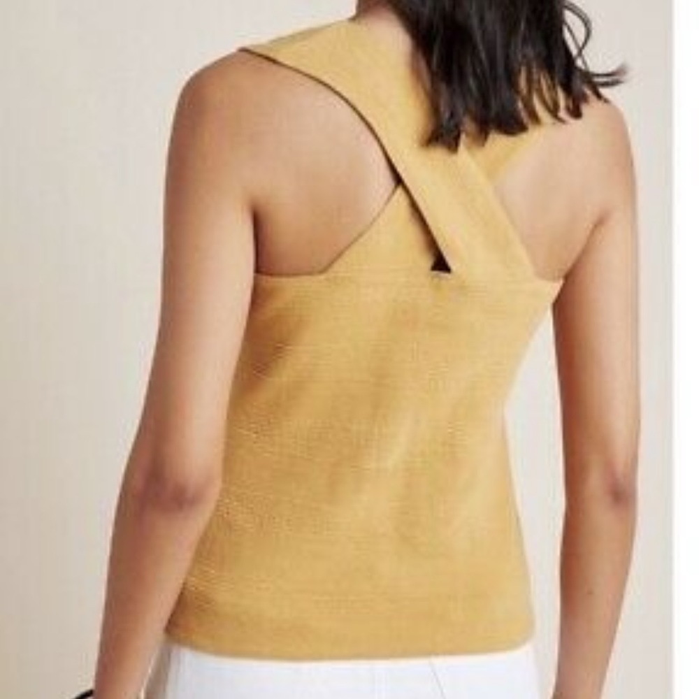 Anthropologie Maeve Gold Cross Back Tank